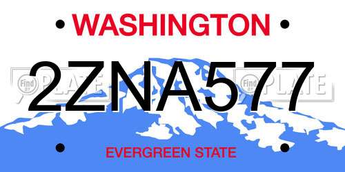 2ZNA577 Washington License Plate