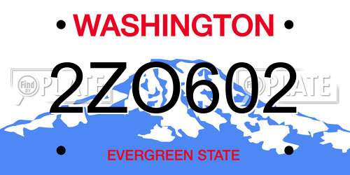 2ZO602 Washington License Plate