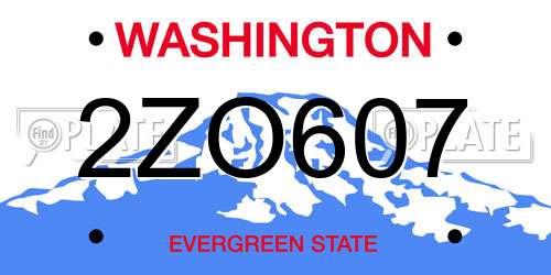 2ZO607 Washington License Plate