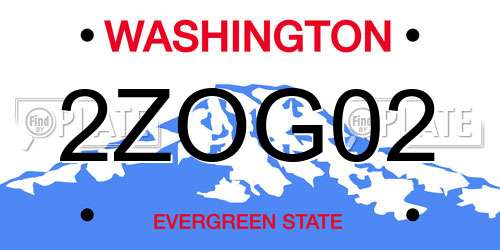 2ZOG02 Washington License Plate