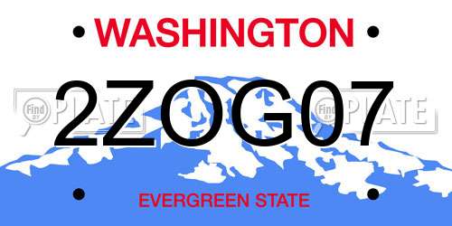 2ZOG07 Washington License Plate