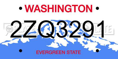 2ZQ3291 Washington License Plate