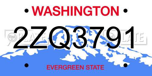 2ZQ3791 Washington License Plate