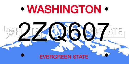2ZQ607 Washington License Plate