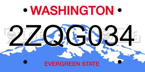 2ZQG034 Washington License Plate
