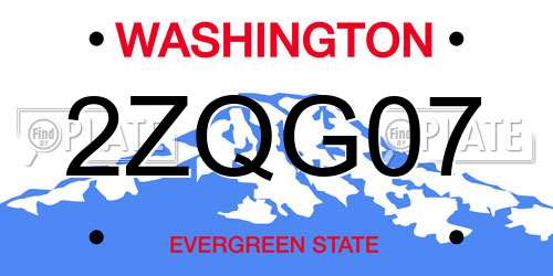 2ZQG07 Washington License Plate