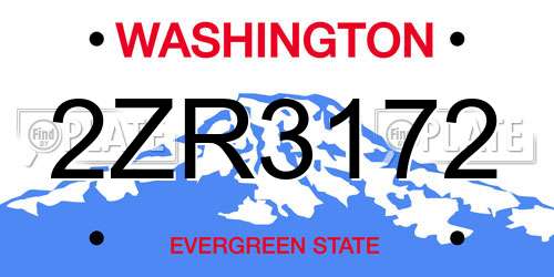 2ZR3172 Washington License Plate