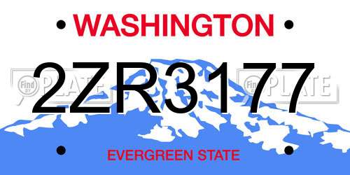 2ZR3177 Washington License Plate