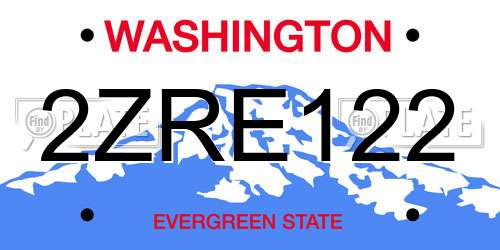 2ZRE122 Washington License Plate