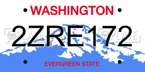 2ZRE172 Washington License Plate