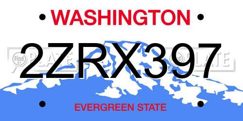 2ZRX397 Washington License Plate