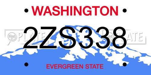 2ZS338 Washington License Plate
