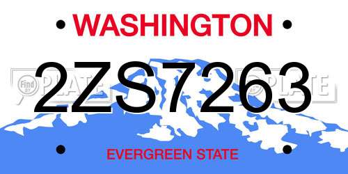 2ZS7263 Washington License Plate