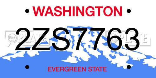 2ZS7763 Washington License Plate