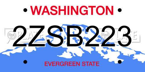 2ZSB223 Washington License Plate