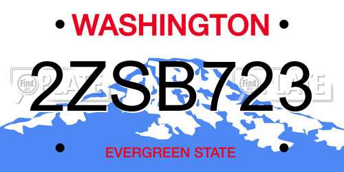 2ZSB723 Washington License Plate