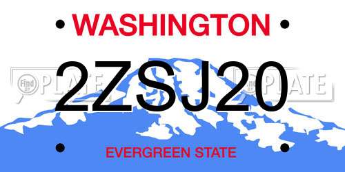 2ZSJ20 Washington License Plate