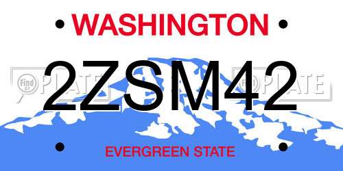 2ZSM42 Washington License Plate