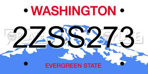 2ZSS273 Washington License Plate