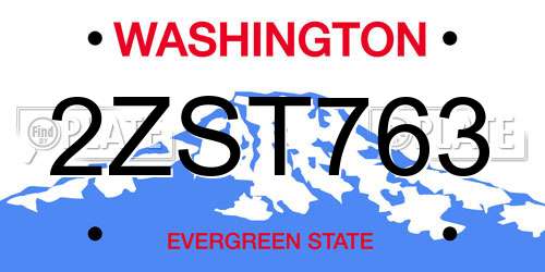 2ZST763 Washington License Plate