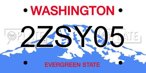 2ZSY05 Washington License Plate