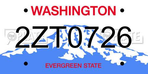 2ZT0726 Washington License Plate