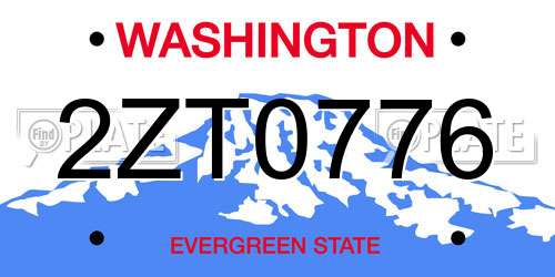 2ZT0776 Washington License Plate