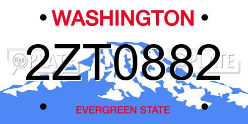 2ZT0882 Washington License Plate