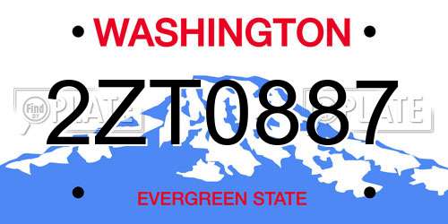 2ZT0887 Washington License Plate
