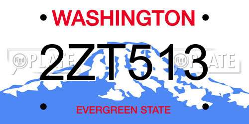 2ZT513 Washington License Plate