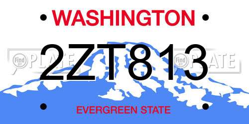 2ZT813 Washington License Plate