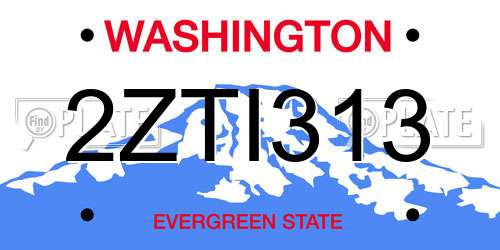 2ZTI313 Washington License Plate