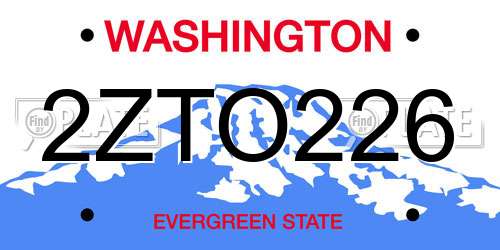 2ZTO226 Washington License Plate