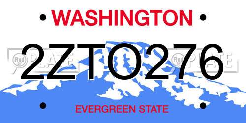 2ZTO276 Washington License Plate