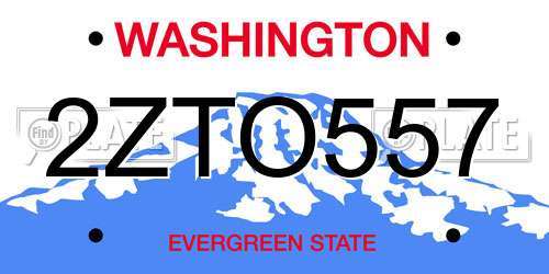 2ZTO557 Washington License Plate