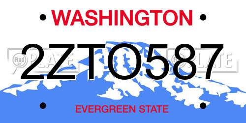 2ZTO587 Washington License Plate
