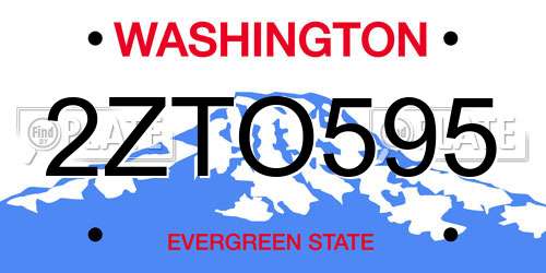 2ZTO595 Washington License Plate