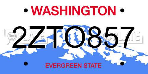 2ZTO857 Washington License Plate