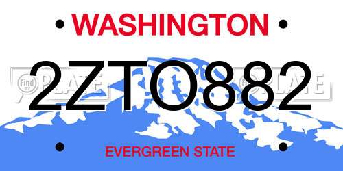 2ZTO882 Washington License Plate