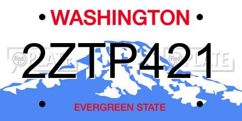 2ZTP421 Washington License Plate