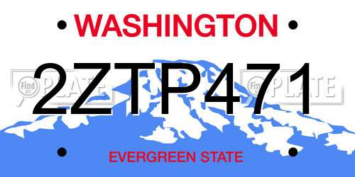 2ZTP471 Washington License Plate