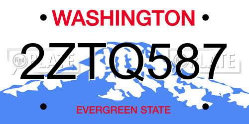2ZTQ587 Washington License Plate