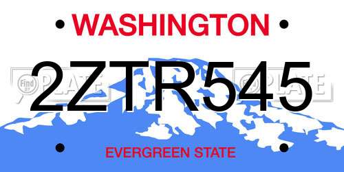 2ZTR545 Washington License Plate