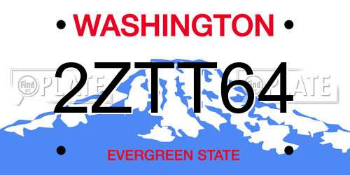 2ZTT64 Washington License Plate