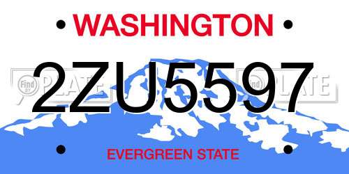 2ZU5597 Washington License Plate