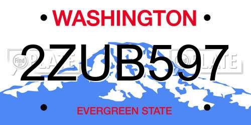2ZUB597 Washington License Plate