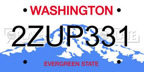 2ZUP331 Washington License Plate