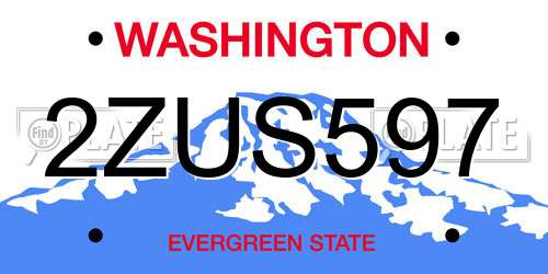 2ZUS597 Washington License Plate