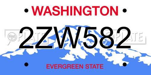 2ZW582 Washington License Plate
