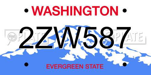 2ZW587 Washington License Plate